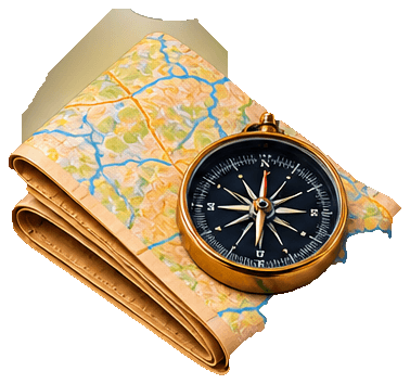 Folded map and compass